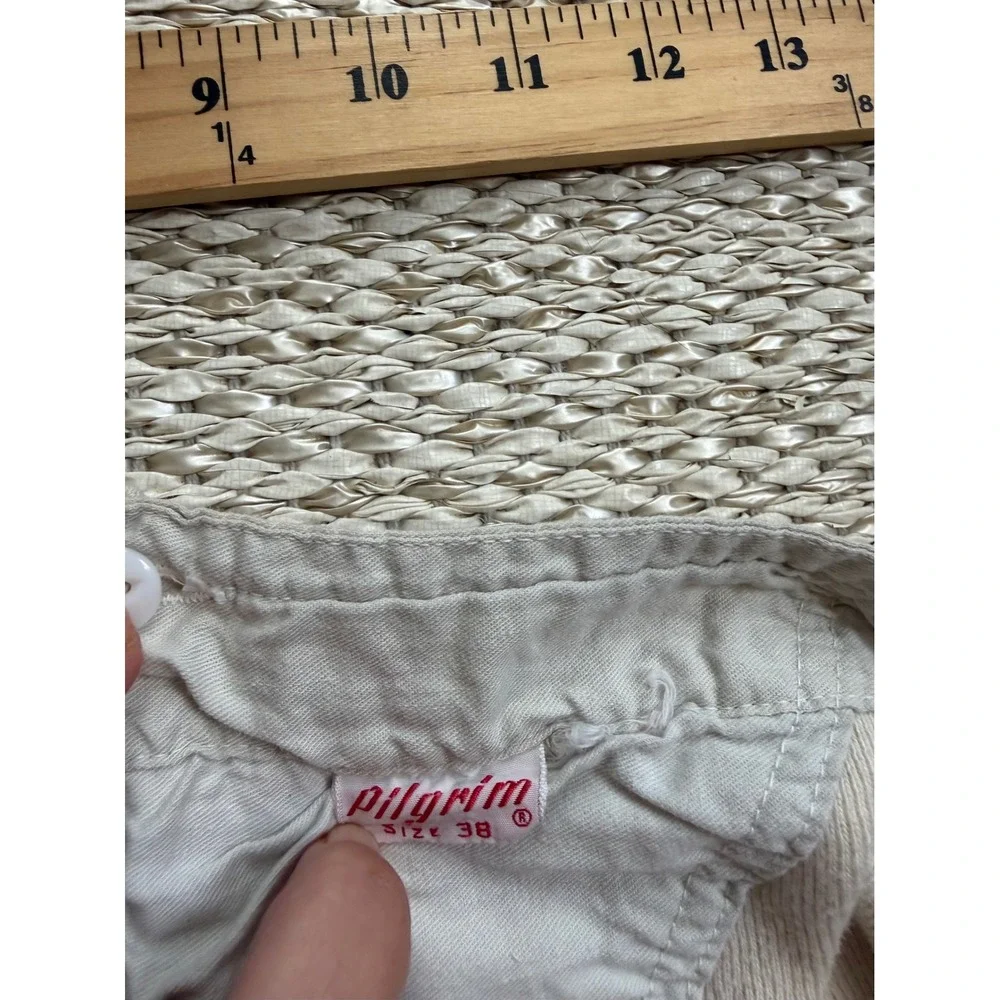 Vintage Pilgrim Mens Cream Knit Long Johns Drawstring Button Fly Size 38